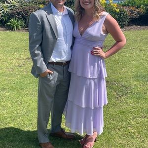 Lulu’s Celebration Time Lavender Sleeveless Tiered Midi Dress